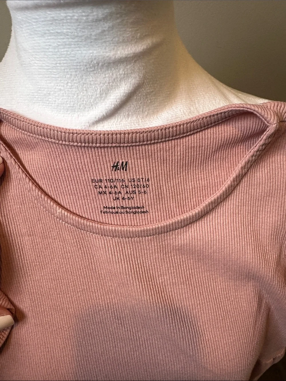 H&M‎ 5T/6 Flutter Sleeve Dusty Pink Ribbed Jersey Dress